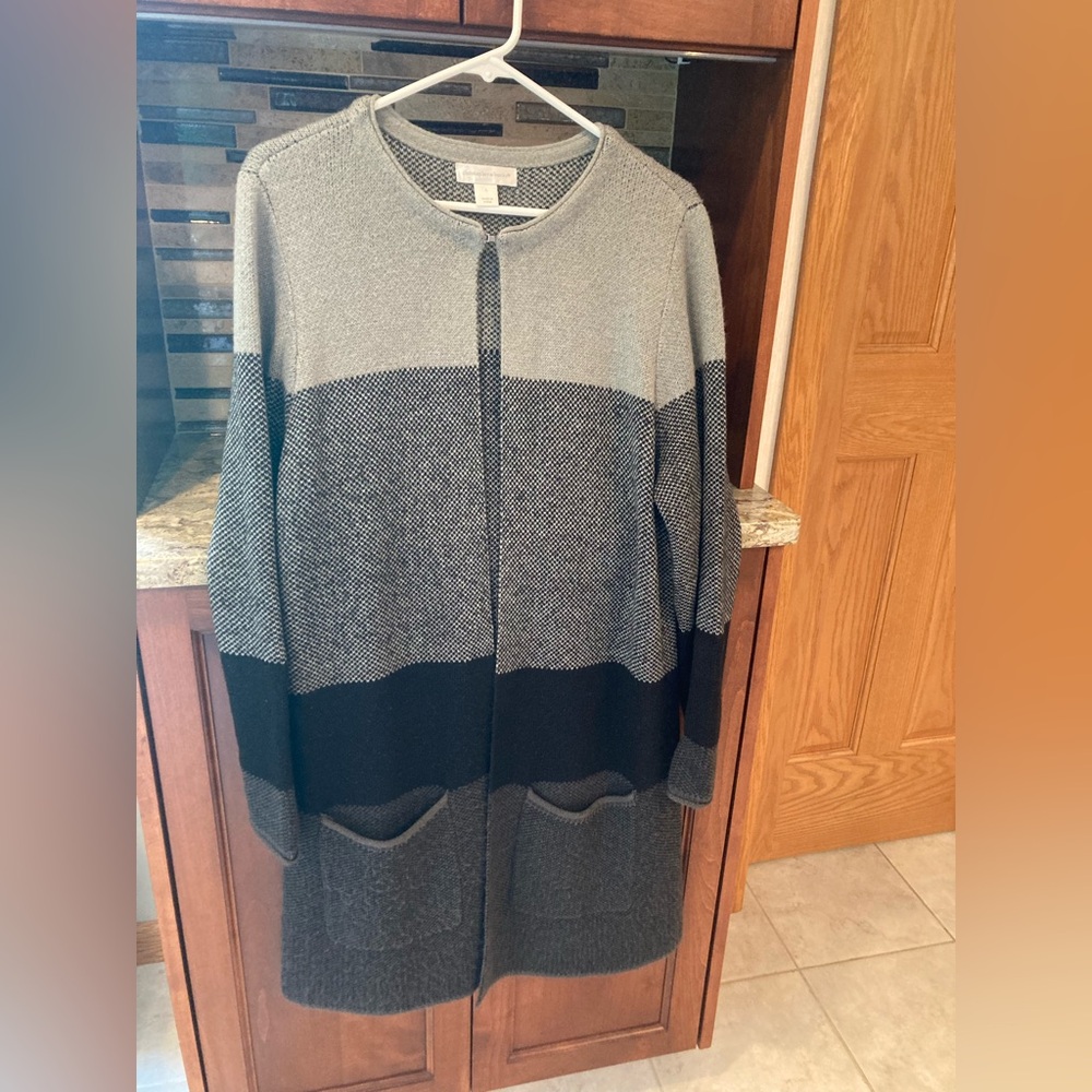 Christopher & Banks Gray and Black Cardigan Sweater